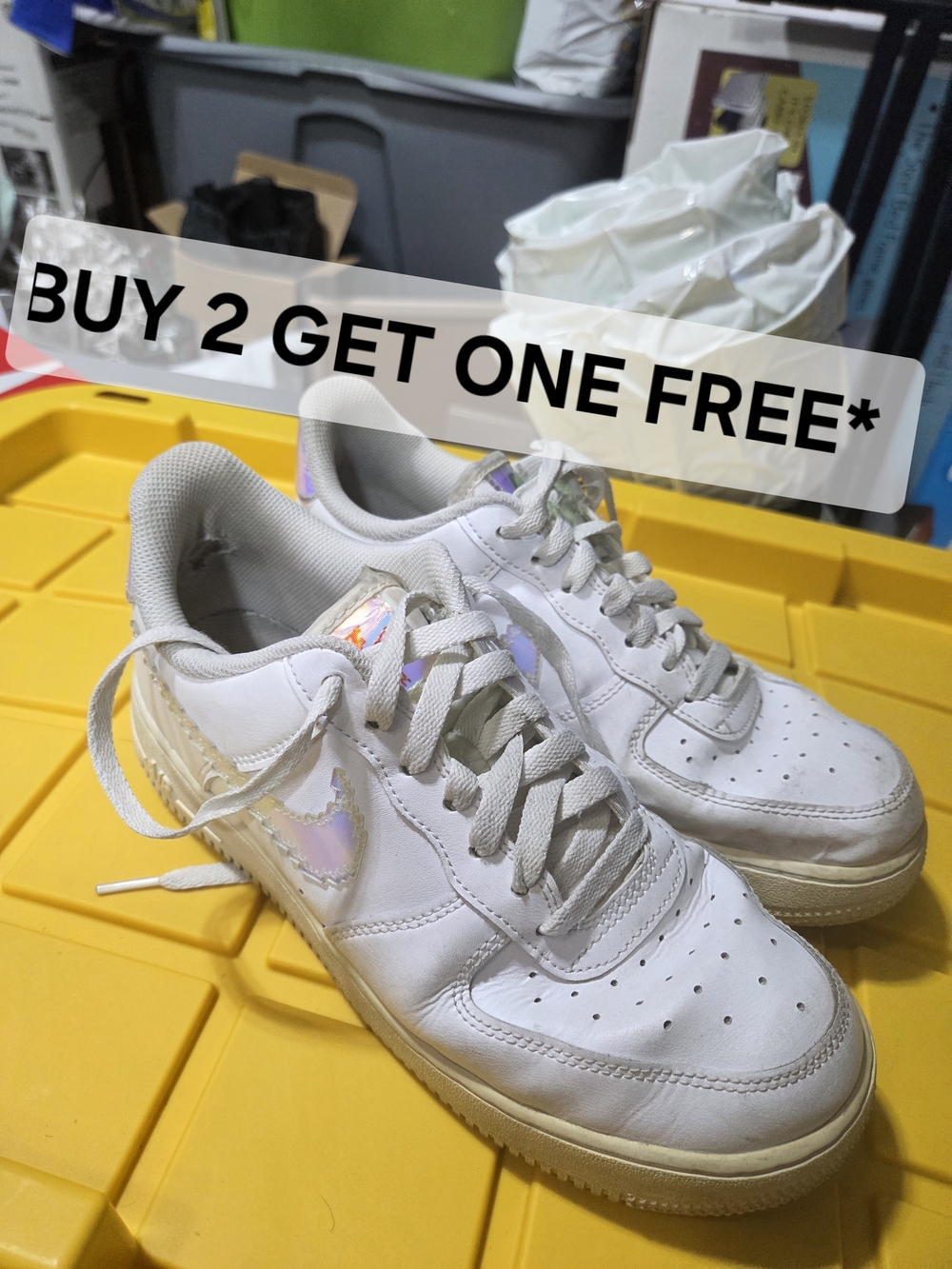 Nike Air Force 1 Iridescent Pixel White Low Sneakers Size 8.5w/7m